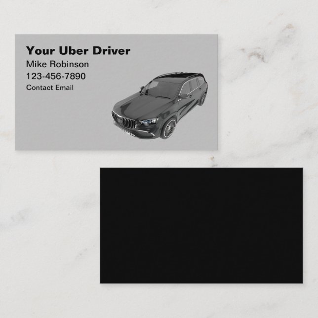 Uber Ride Hailing Luxury Affärskorts Visitkort (Fram/baksida)