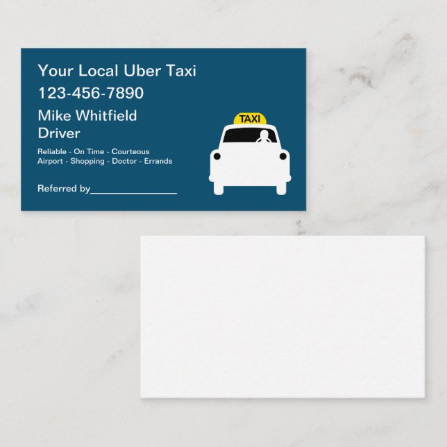 Uber Taxi Ride Hailing Affärskorts Visitkort (Fram/baksida)