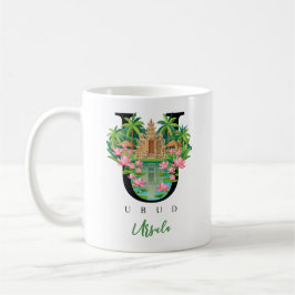 Ubud Bali Monogram Bokstav U Personligt Gåva Kaffemugg