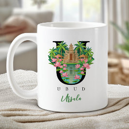 Ubud Bali Monogram Bokstav U Personligt Gåva Kaffemugg