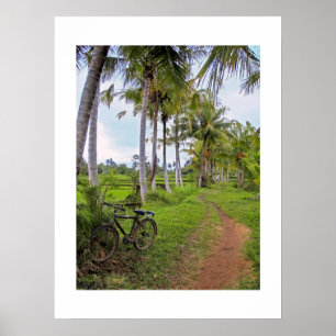 Ubud för affischvit (18" x 24") cykel Bali Poster
