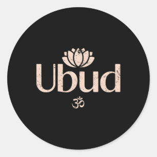Ubud Li Om Andlig Lotus Resa Meditation Yoga Runt Klistermärke
