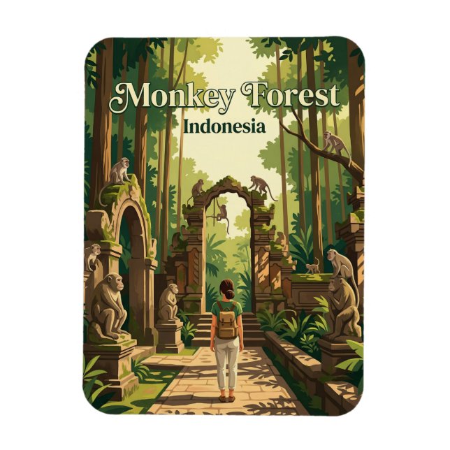 Ubud Monkey Forest Indonesien Magnet (Vertikal)