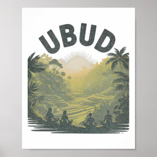 Ubud risfält djungel meditation Yoga Poster