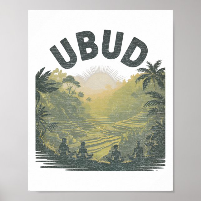 Ubud risfält djungel meditation Yoga  Poster (Framsidan)