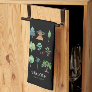 Ubuntu Träd Kitchen Towel (svart) Kökshandduk