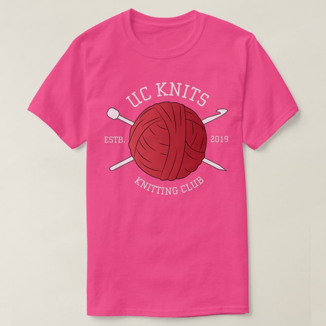 UC Sticka Knitting Klubb Mörks T Shirt (Design framsida)