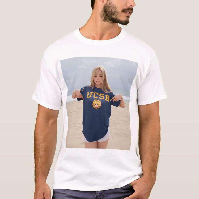 UCSB Surfer Girl Girl. UC Santa Barbara T Shirt (Framsida)