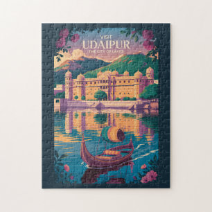 Udaipur India City Palace Illustration Travel Art Pussel