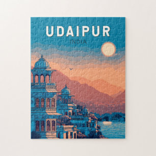 Udaipur India Illustration Travel Art Vintage Pussel