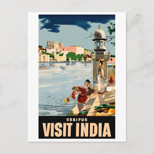 Udaipur stad, Indien, kvinnor vid sjön Vykort (Framsida)