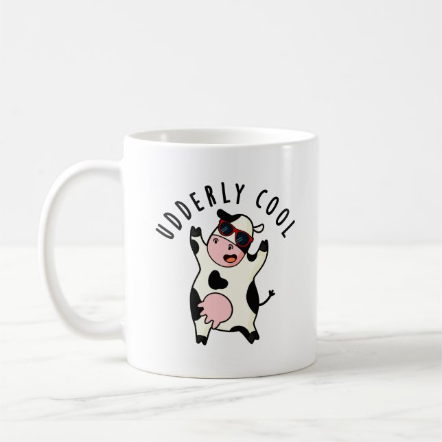 UdÄldre Coola Funny Cow Pun Kaffemugg (Vänster)