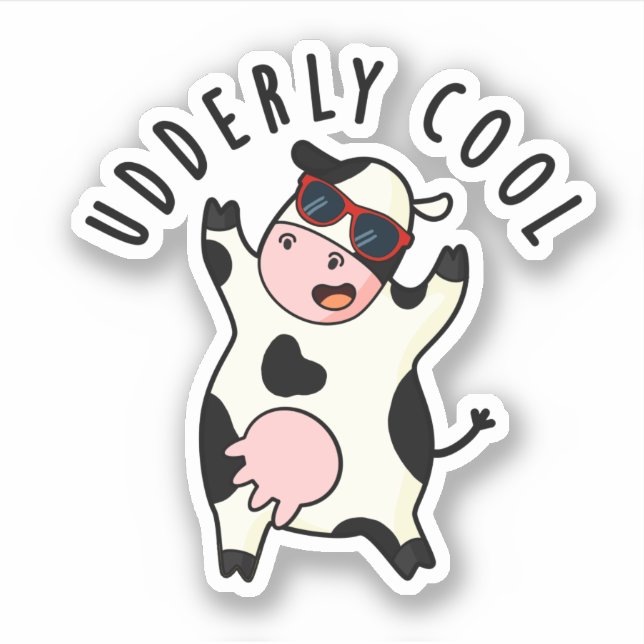 UdÄldre Coola Funny Cow Pun Klistermärken (Framsida)
