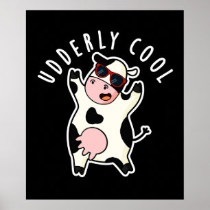 UdÄldre Coola Funny Cow Pun Mörk BG Poster
