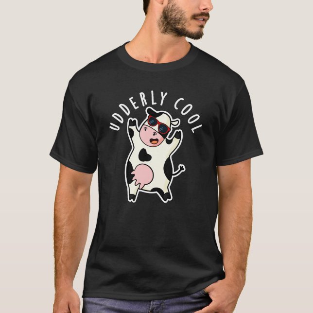 UdÄldre Coola Funny Cow Pun Mörk BG T Shirt (Framsida)