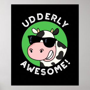 UdÄldre Fantastisk Funny Cow Pun Mörk BG Poster