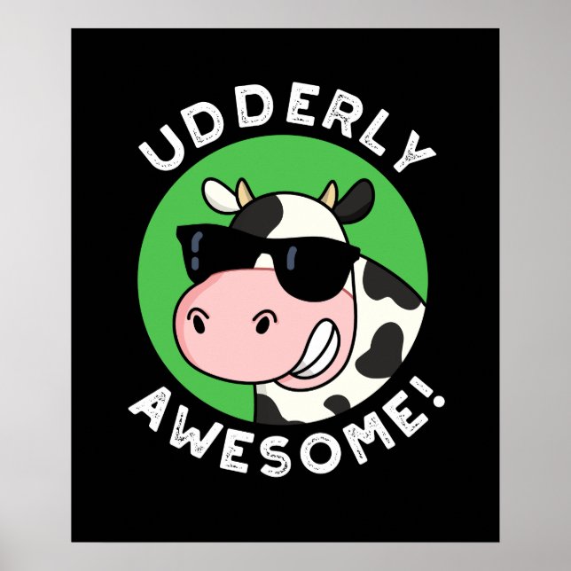 UdÄldre Fantastisk Funny Cow Pun Mörk BG Poster (Framsidan)