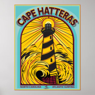 UDD HATTERAS ATLANTISKA SURFA NORTH CAROLINA POSTER