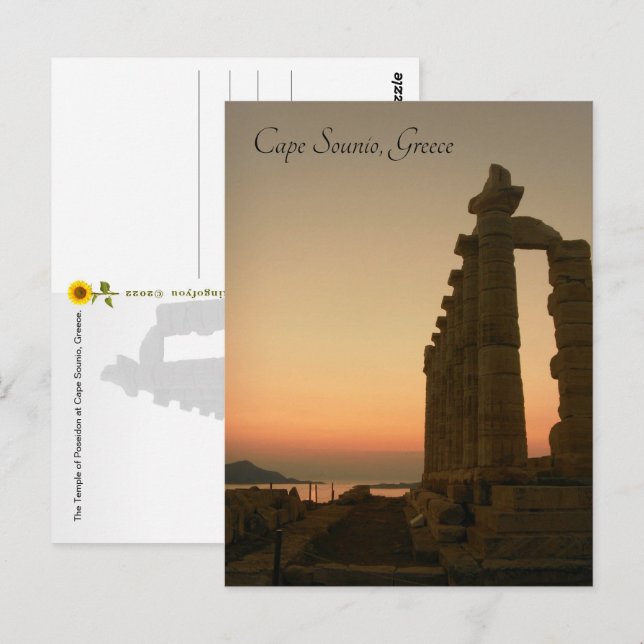 Udde Sounio, Grekland - vykort (Fram/baksida)