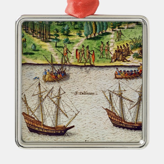 Udden av Florida och delfinfloden Julgransprydnad Metall (Framsidan)