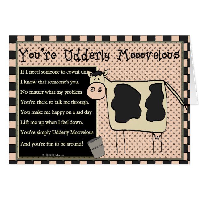 Udderly Moovelous Hälsningskort (Framsidan Horizontal)