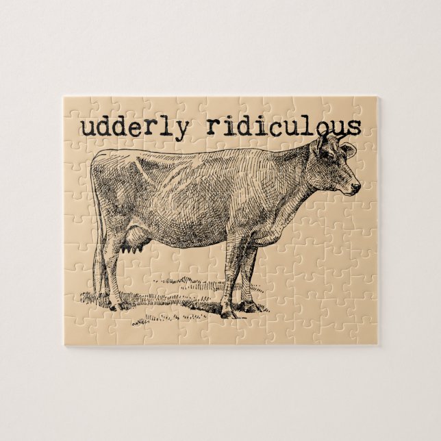 Udderly Ridiculous Punny Cow Pussel (Horisontell)