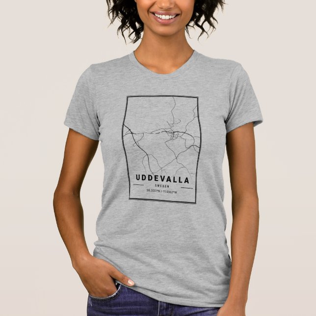 Uddevalla Sverige City Karta | Minimikonstnärlig k T Shirt (Framsida)