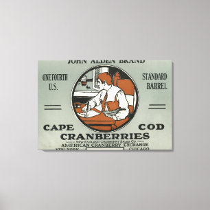 Uddtorsk John Alden brännmärker Cranberryetikett Canvastryck
