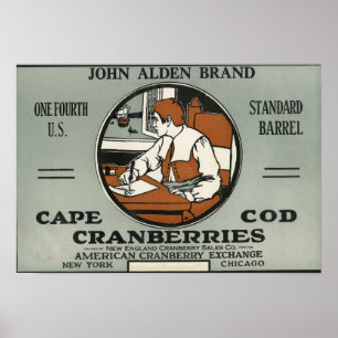 Uddtorsk John Alden brännmärker Cranberryetiketten Poster