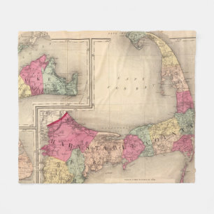 Uddtorsk, Marthas vingård & Nantucket karta (1871 Fleecefilt