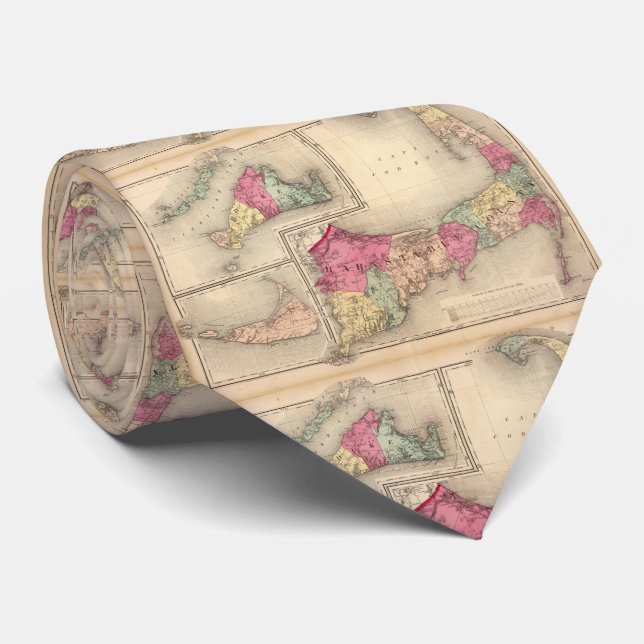 Uddtorsk, Marthas vingård & Nantucket karta (1871) Slips (Rullad)