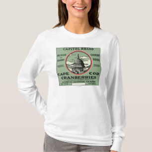 Uddtorskhuvudstaden brännmärker Cranberryetikett T Shirt