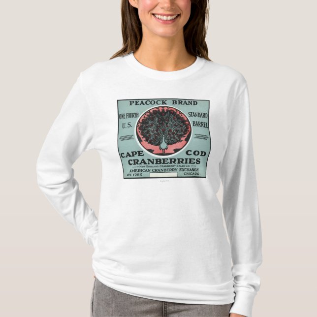 Uddtorskpåfågeln brännmärker Cranberryetiketten T Shirt (Framsida)