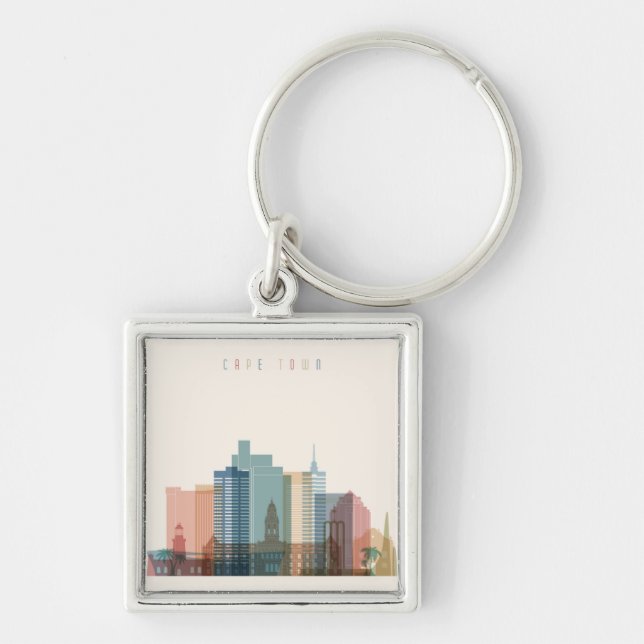 UddTown, stadshorisont för afrika | Fyrkantig Silverfärgad Nyckelring (Framsidan)