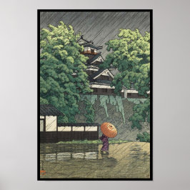 Udo-tornet, Kumamoto slott i regn Kawase Hasui Poster