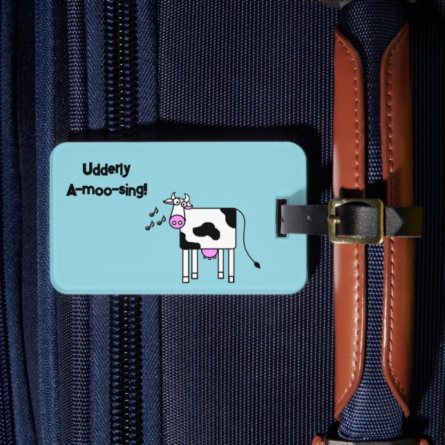Udold A-moo-sjunga-Tecknad med singing Cow Pun-des Bagagebricka (Framsida Insitu 4)