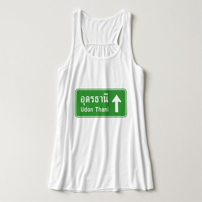 Udon Thani ⚠ Thai Highway Traffic Sign ⚠ Linne Med Racerback (Design framsida)