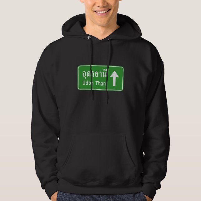 Udon Thani ⚠ Thai Highway Traffic Sign ⚠ Sweatshirt Med Luva (Framsida)