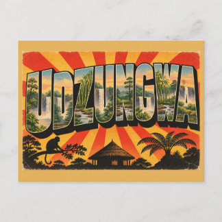 Udzungwa vattenfall regnskog primater vintage vykort