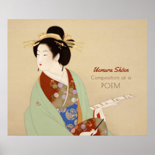 Uemura Shōen Sammansättning av en japansk dikt CC0 Poster