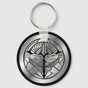 Uesugi Klan Kamon Silver Chrome Nyckelring
