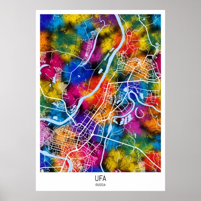 Ufa Ryssland City Karta Poster (Framsidan)