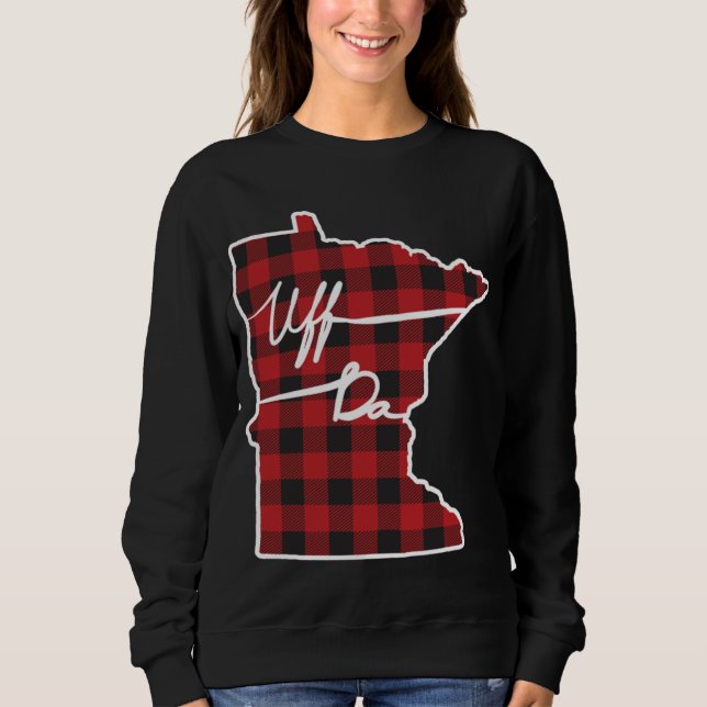 Uff Da Buffalo Plaid Minnesota T Shirt (Framsida)