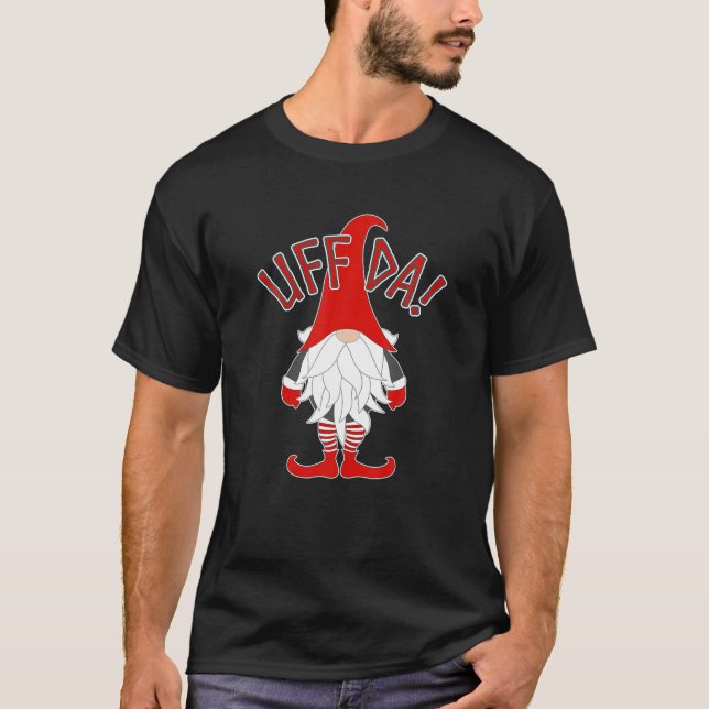 Uff-Da Nordic Gnome Scandinavian Tomte Artic Nisse T Shirt (Framsida)