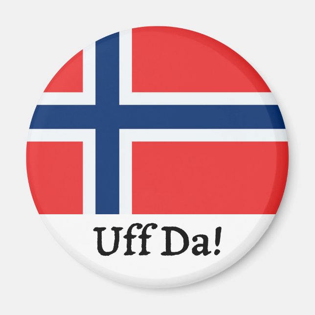 Uff Da Norsk Flagg Magnet (Framsidan)