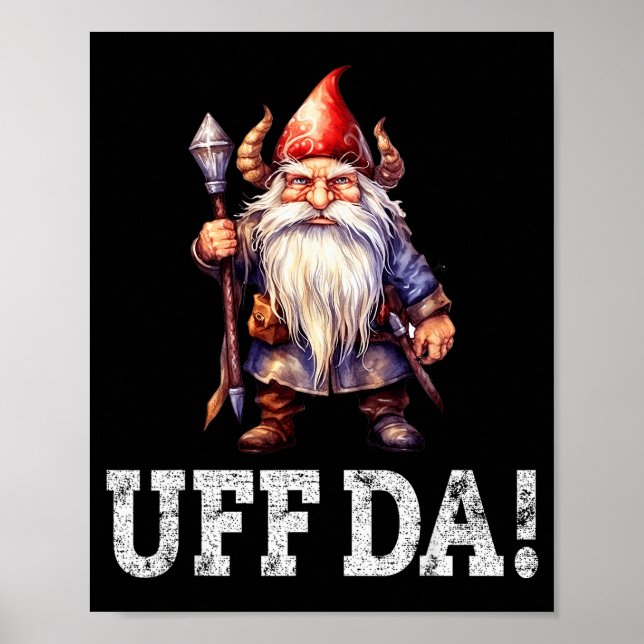 Uff Da Norwegian Quote Scandinavian Viking Gnome  Poster (Framsidan)