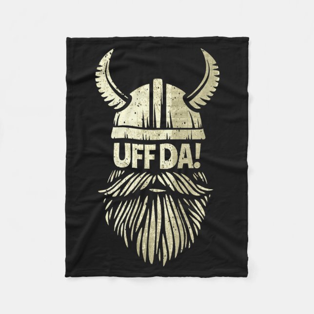 Uff Da Norwegian Quote Scandinavian Viking Helmet  Fleecefilt (Framsidan)
