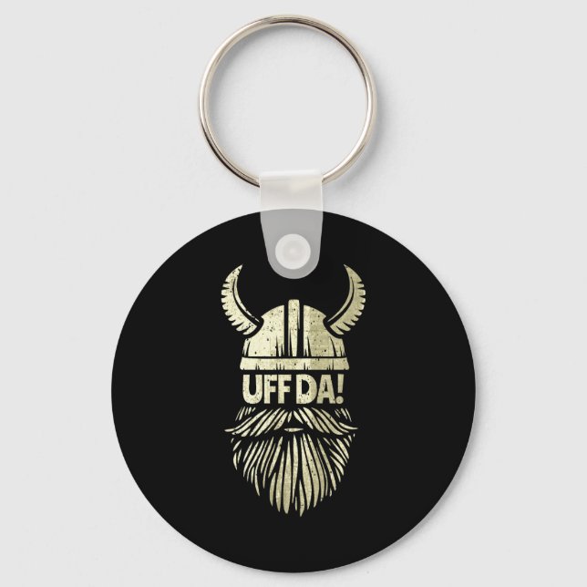 Uff Da Norwegian Quote Scandinavian Viking Helmet  Nyckelring (Framsida)