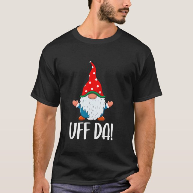 Uff Da Svenska Tomte Gnome Jul  T Shirt (Framsida)