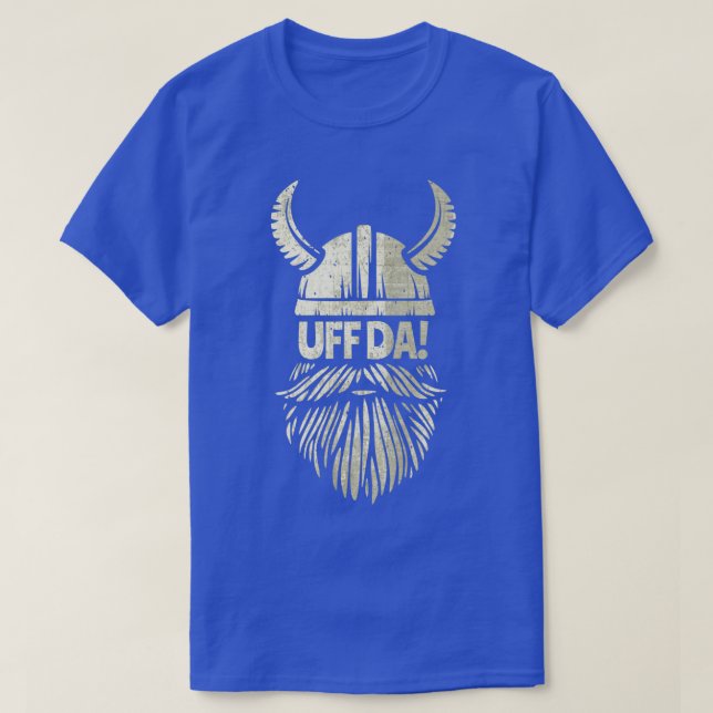 Uff Da Viking Helmet Funny Beard Scandinavian Myth T Shirt (Design framsida)